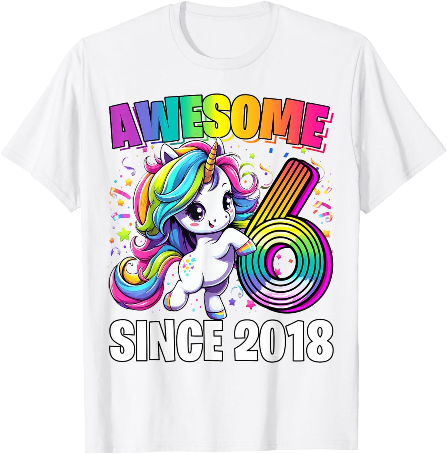 Unicorn 6th Birthday 6 Year Old Unicorn Party Girls Outfit T-Shirt - T-Shirt | White