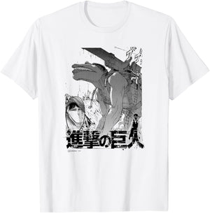 Attack on Titan The Cart Titan Manga Style Epic Portrait T-Shirt - T-Shirt | White