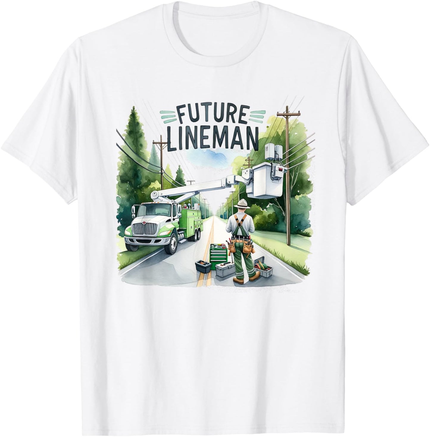 Future Lineman Bucket Truck Kid Future Electric Cable To Be T-Shirt - T-Shirt | White