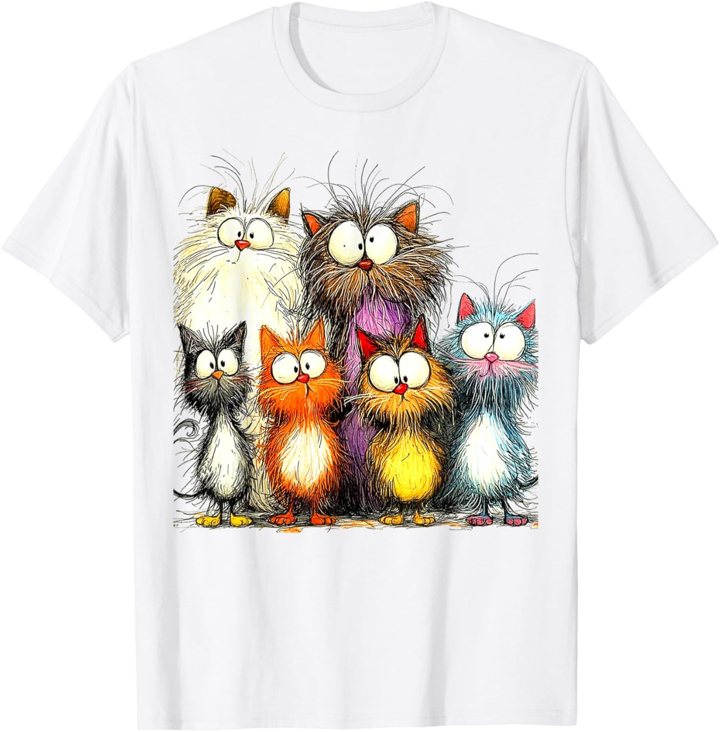 Eagerlys Silly Funny Cat Famliy Art Colorful Cats - Kitten Women T-Shirt - T-Shirt | White