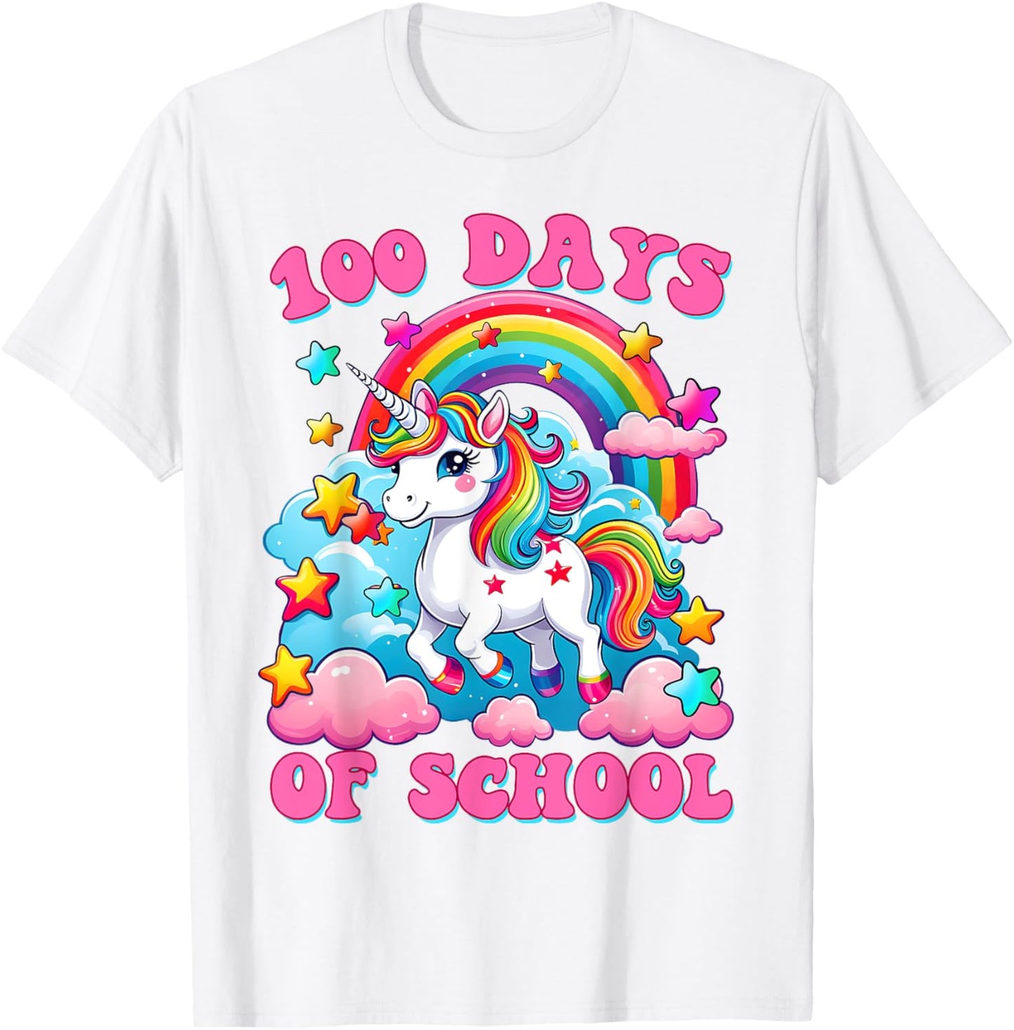100 Days of School Unicorn Girls Cute 100th Day of School T-Shirt - T-Shirt | White