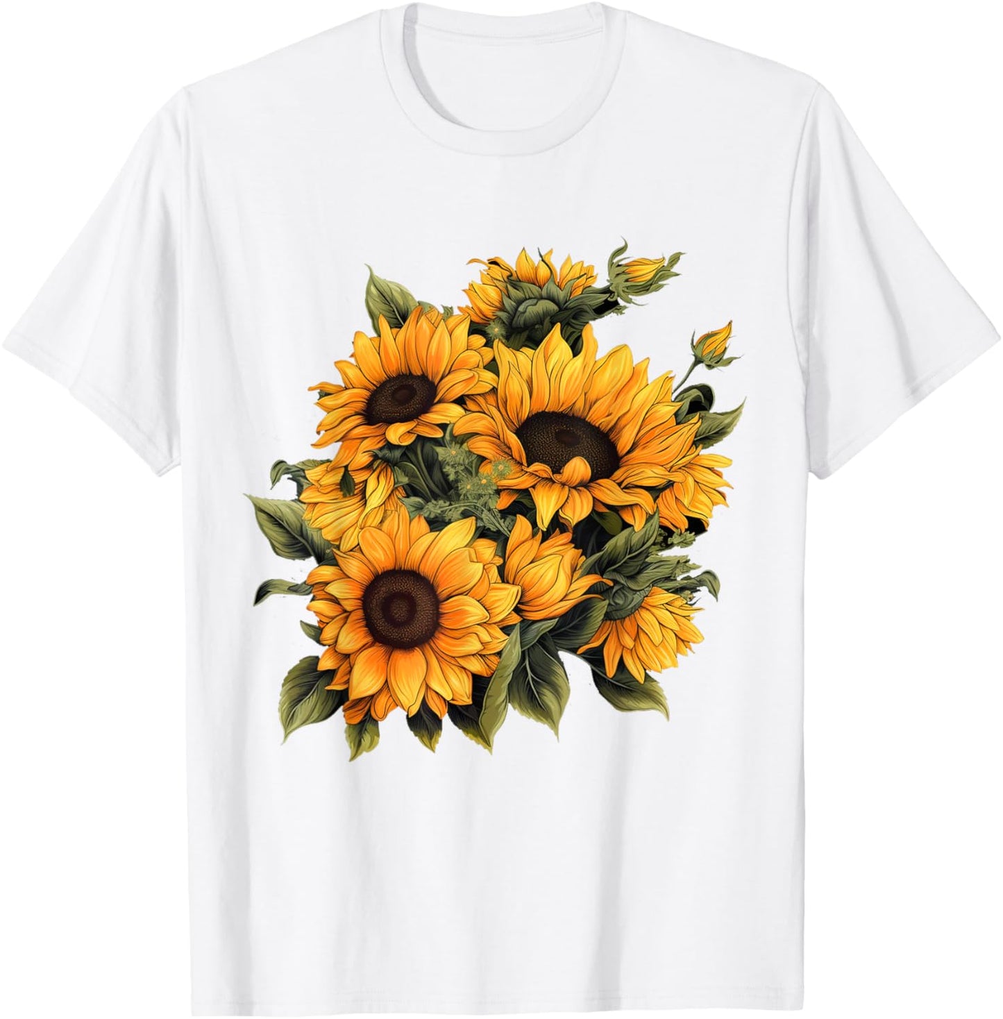 Yellow Sunflower Cute summer Sun flowers Floral Positivity T-Shirt - T-Shirt | White