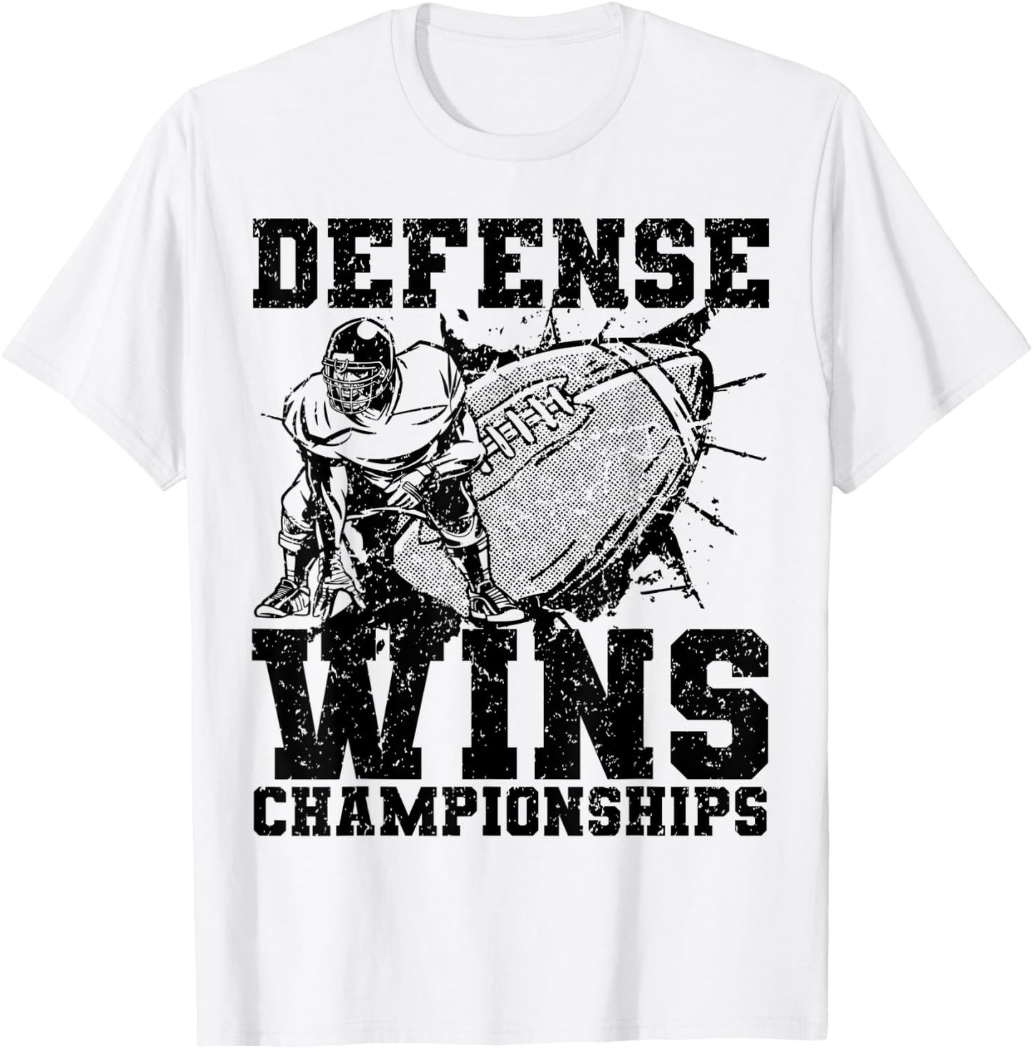 Defense wins Championships | Football Defence Lineman bright T-Shirt - T-Shirt | White
