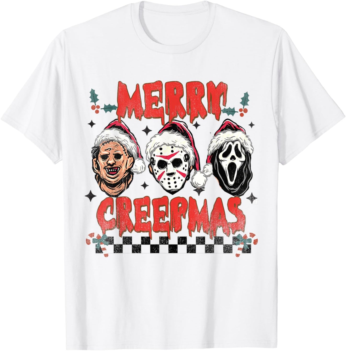 Merry Creepmas - Horror Lovers Christmas Santa T-Shirt - T-Shirt | White