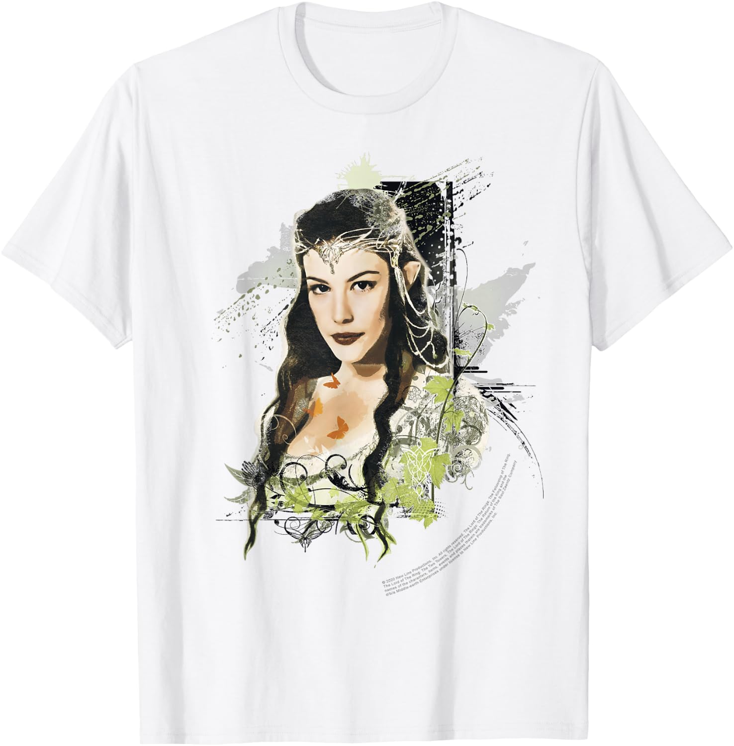 The Lord Of The Rings Arwen Paint Splatter Portrait T-Shirt - T-Shirt | White