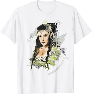 The Lord Of The Rings Arwen Paint Splatter Portrait T-Shirt - T-Shirt | White