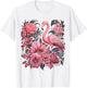 Flamingo and Flowers Floral Flamingos pink T-Shirt - T-Shirt | White