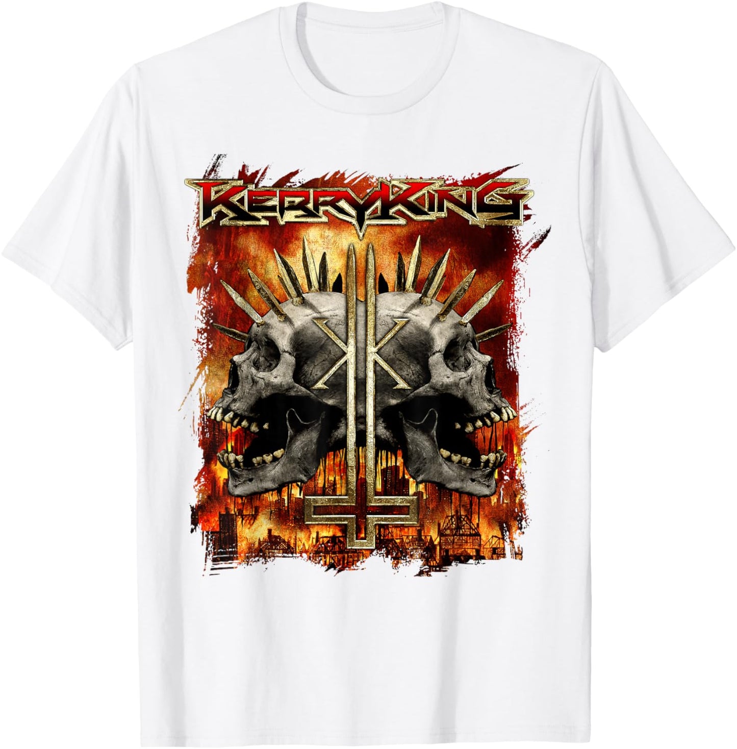 Kerry King Spikey Double Skull T-Shirt - T-Shirt | White