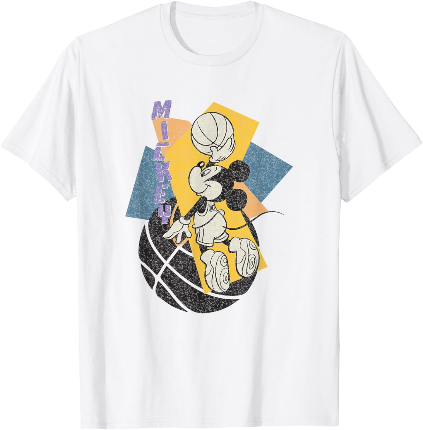 Disney Mickey and Friends Retro Basketball 90's Dunk Logo T-Shirt - T-Shirt | White