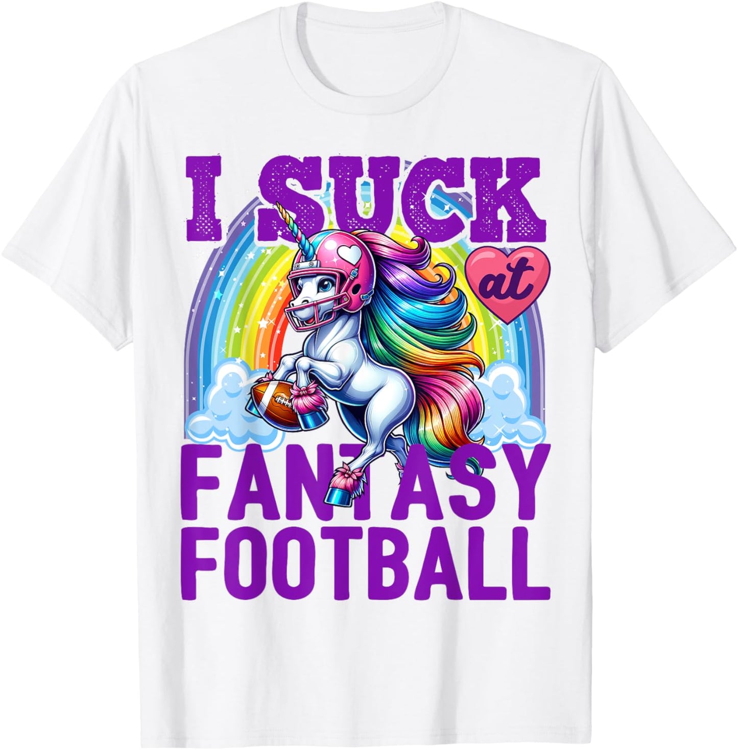 I Suck at Fantasy Football Unicorn Rainbow Loser Men T-Shirt - T-Shirt | White