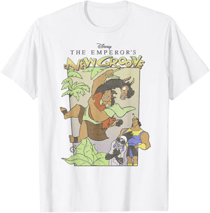 Disney The Emperor's New Groove Group Shot Cartoon Poster T-Shirt - T-Shirt | White