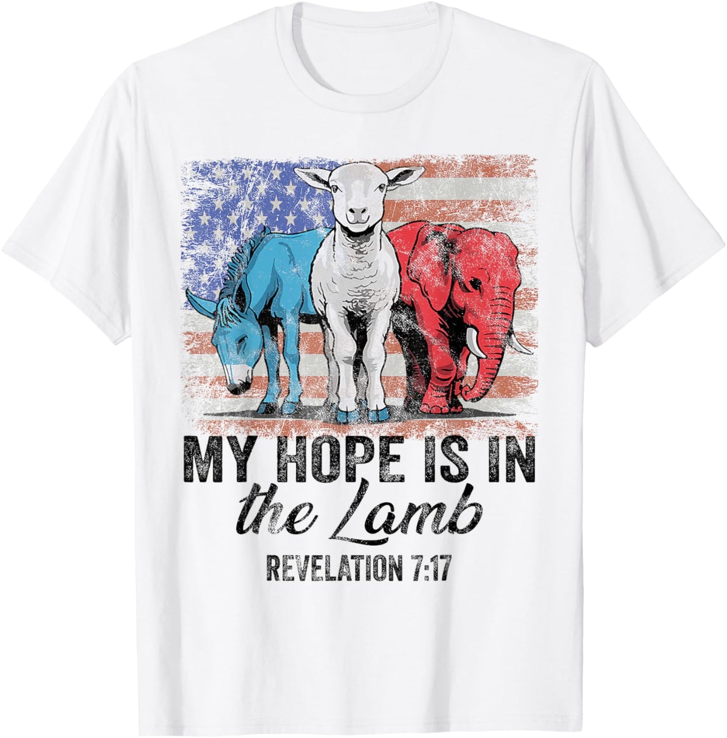 vintage My Hope is in the lamb Scripture Elephant Donkey T-Shirt - T-Shirt | White
