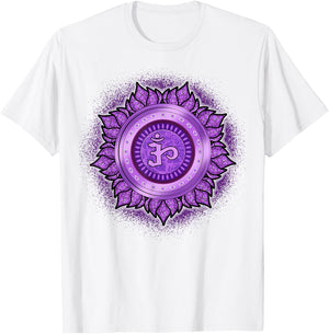 Meditation T Shirt Mindfulness Shirt Crown Chakras Shirt T-Shirt - T-Shirt | White