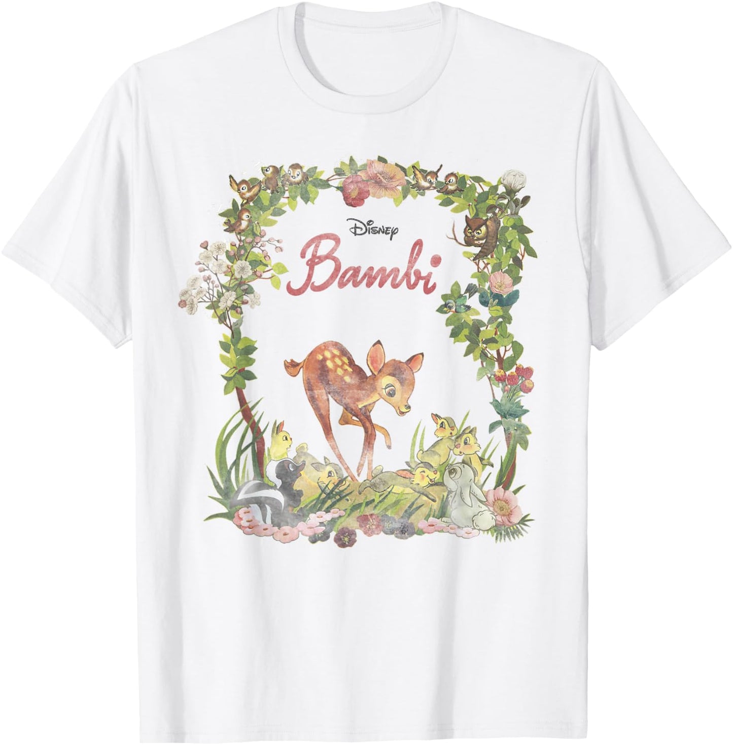 Disney Bambi Floral Portrait T-Shirt - T-Shirt | White