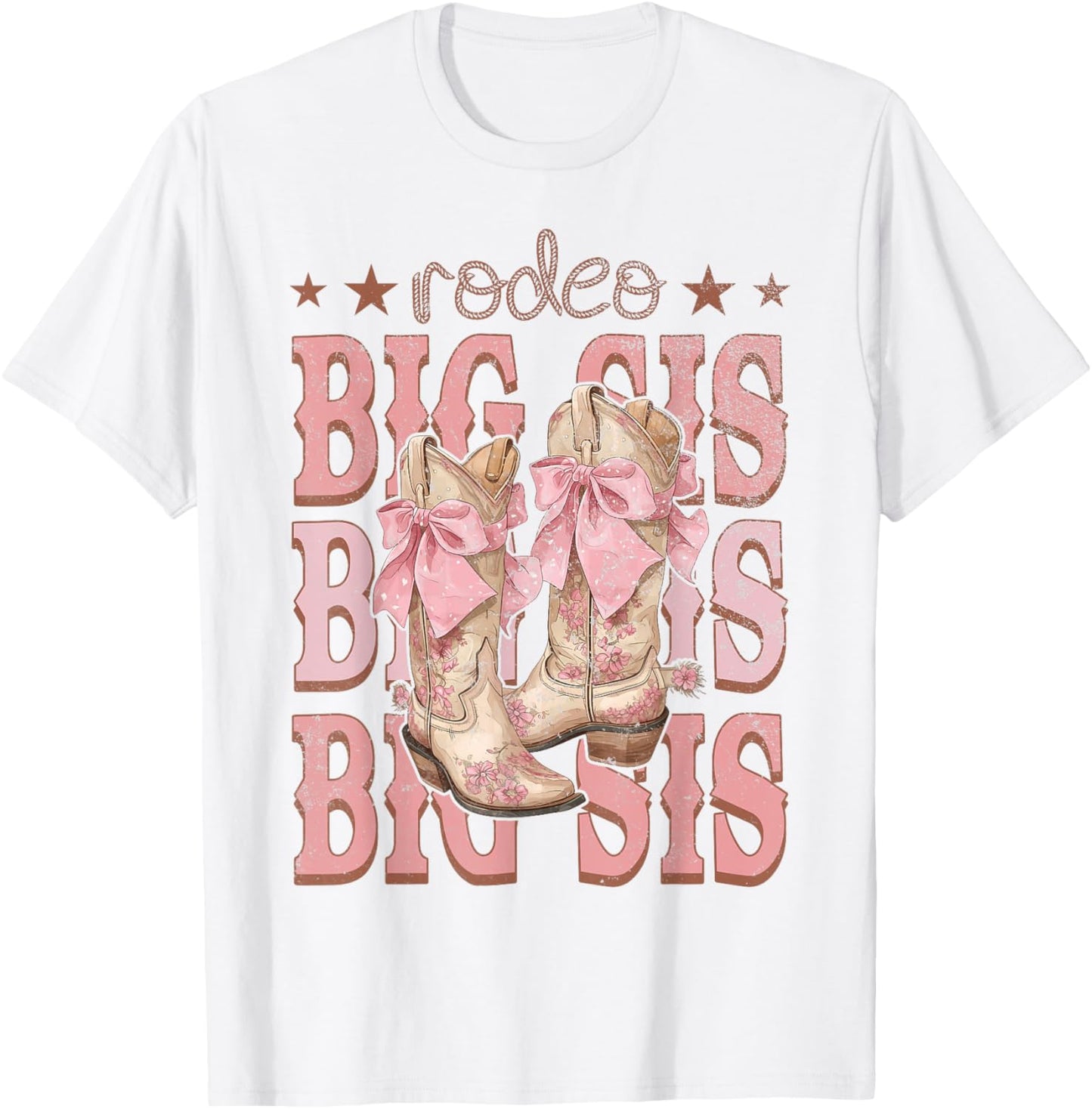 Rodeo Big Sis Pink Boots Coquette Cow-Girl Birthday Party T-Shirt - T-Shirt | White