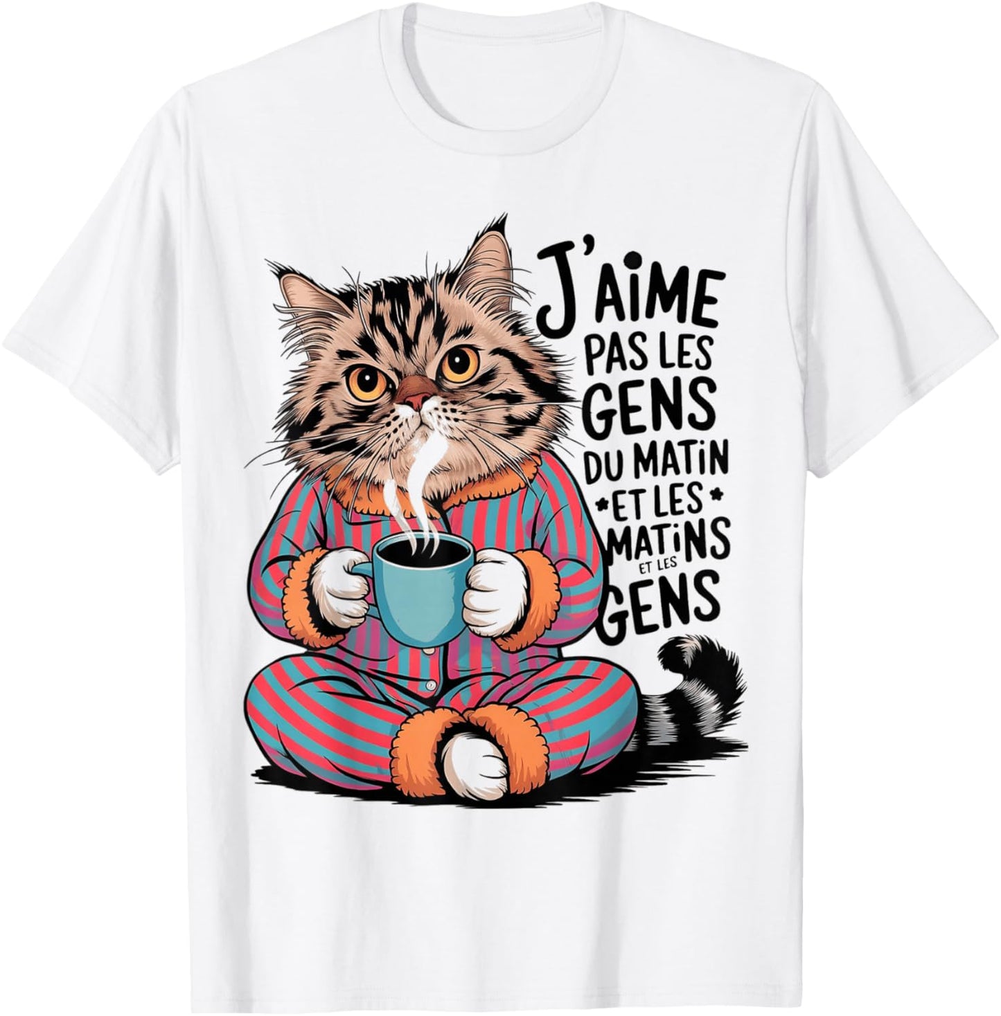 I Love Not People Cat Humor Funny Gift Coffee Morning , white, S T-Shirt - T-Shirt | White