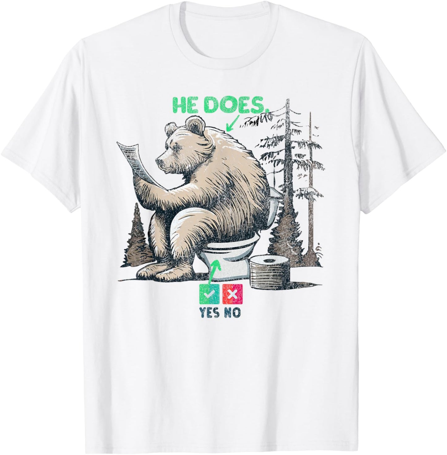 DOES A BEAR SHIT IN THE WOODS Funny Rhetorical Question T-Shirt - T-Shirt | White