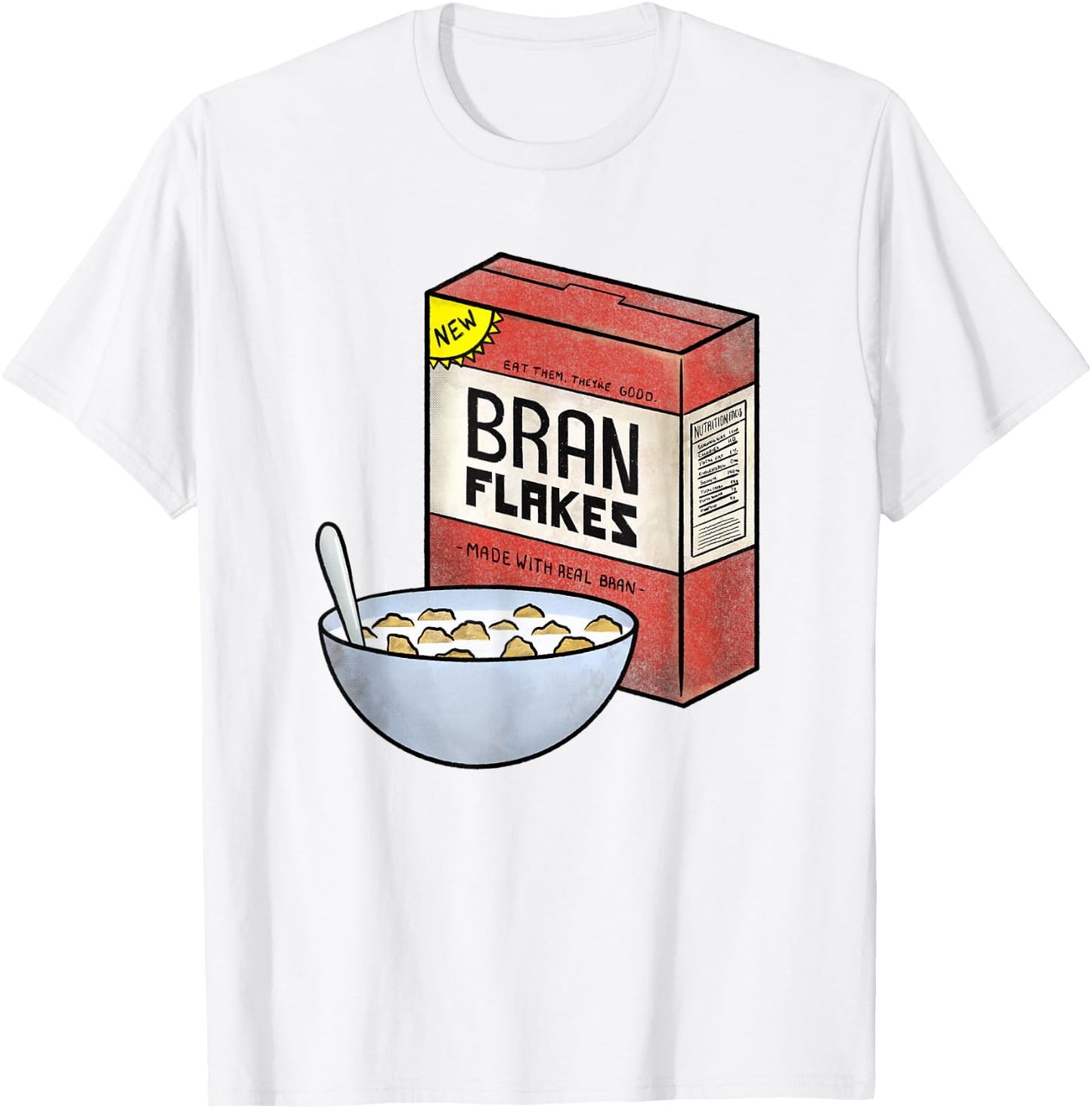 New Bran Flakes - Retro Breakfast Cereal Graphic Shirt T-Shirt - T-Shirt | White