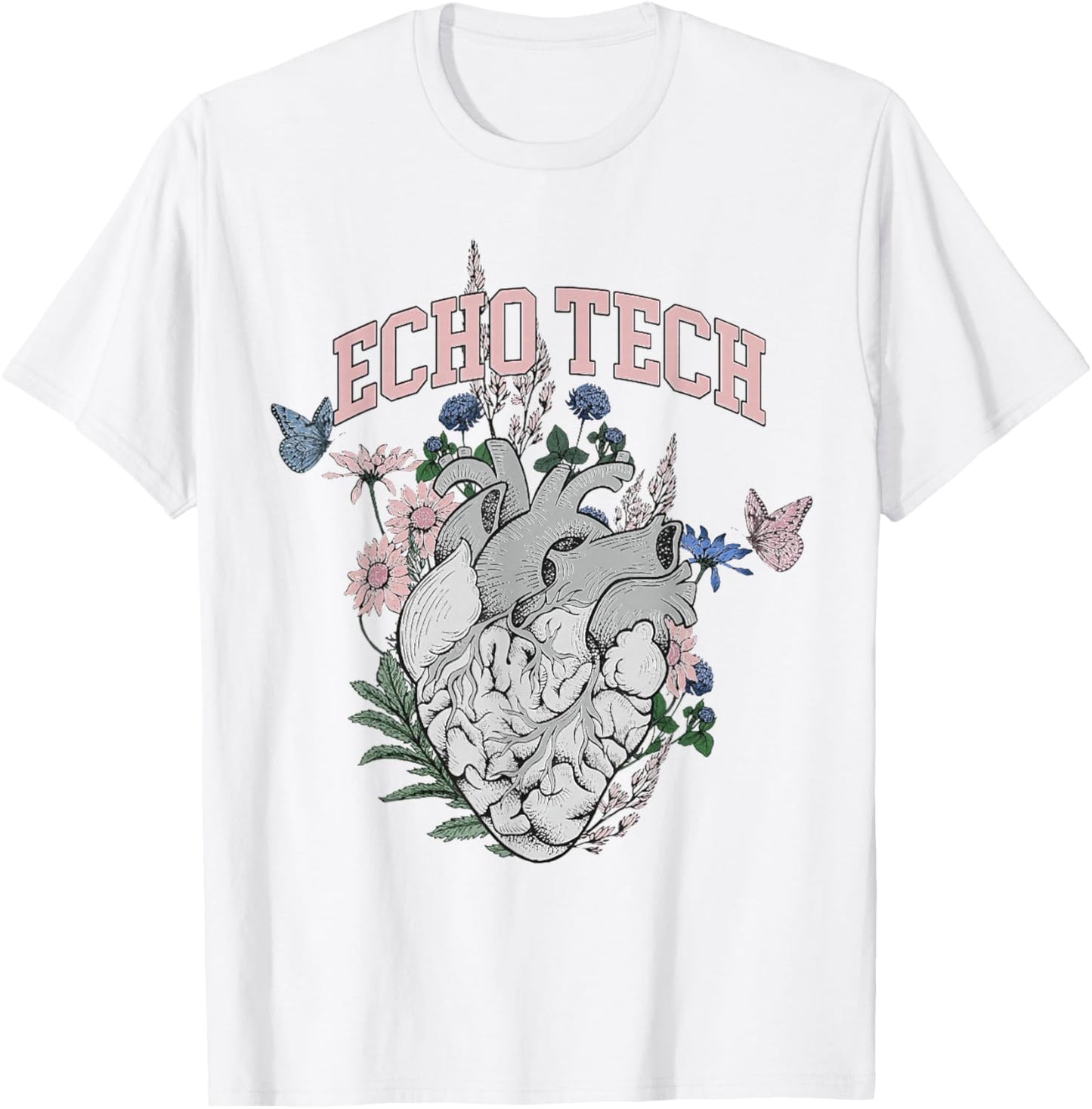 Floral rdcs anatomical heart echo tech cardiac team t ultras T-Shirt - T-Shirt | White