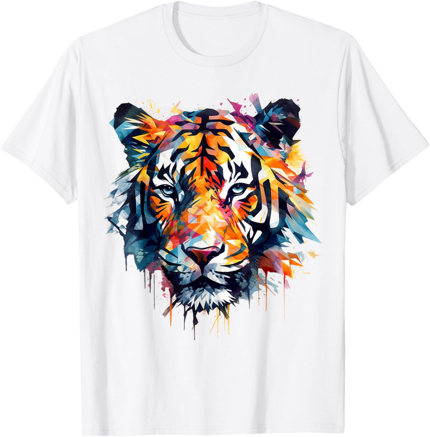 Tiger Artwork - Colourful Art Zoo Animal Tiger T-Shirt - T-Shirt | White