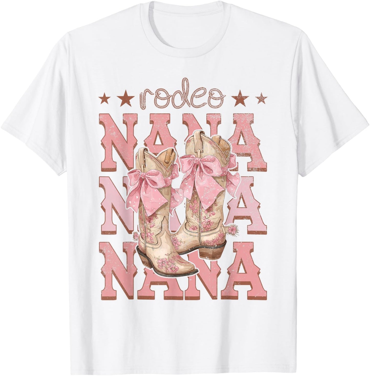 Rodeo Nana Pink Boots Coquette Cow-Girl Birthday Party T-Shirt - T-Shirt | White