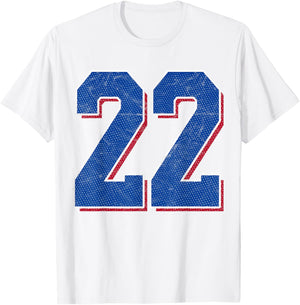 Number 22 Numbered Uniform Sports Team Jersey 22nd Birthday T-Shirt - T-Shirt | White