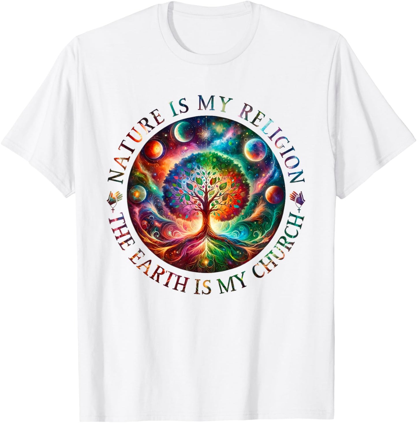 Nature Is My Religion The Earth Is My Church Mandala Tree T-Shirt - T-Shirt | White