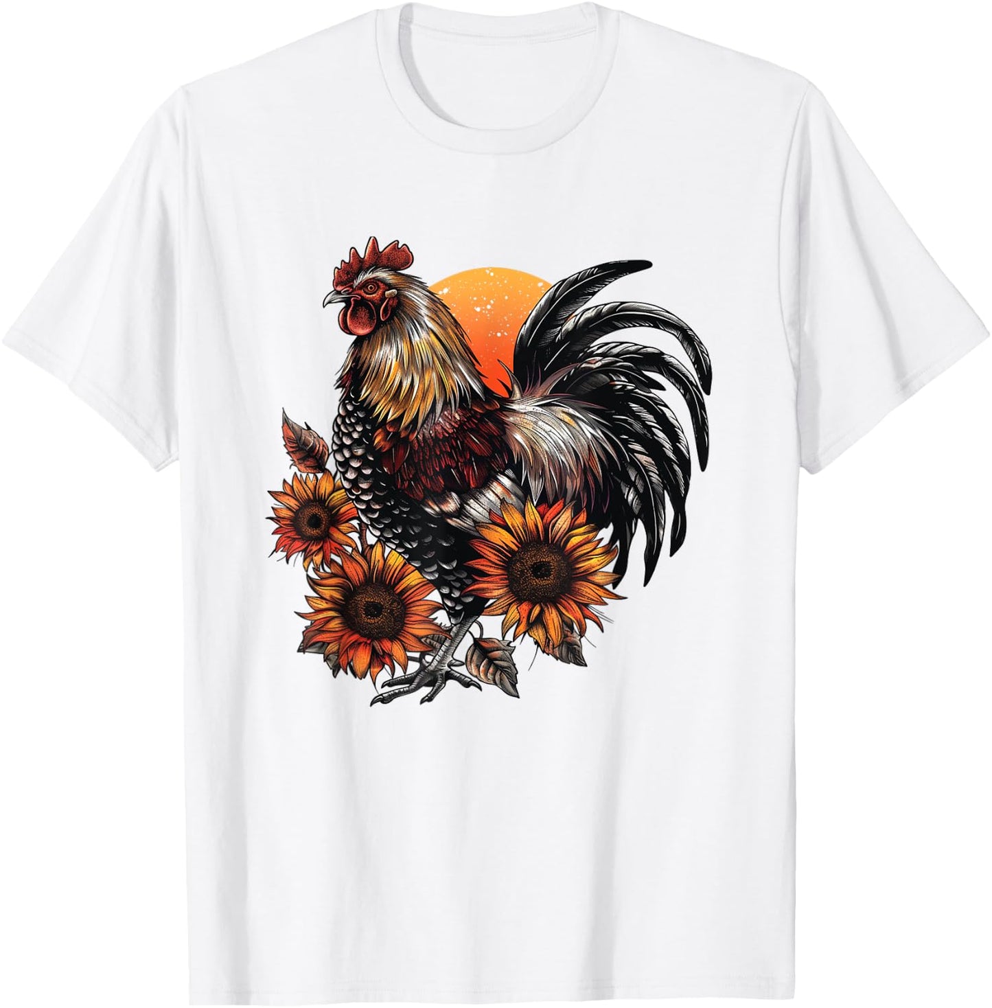 Rooster Orange Pattern Rooster Women Men T-Shirt - T-Shirt | White