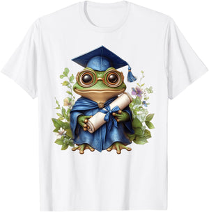 Cute Graduation Frog Holding Diploma T Shirt T-Shirt - T-Shirt | White