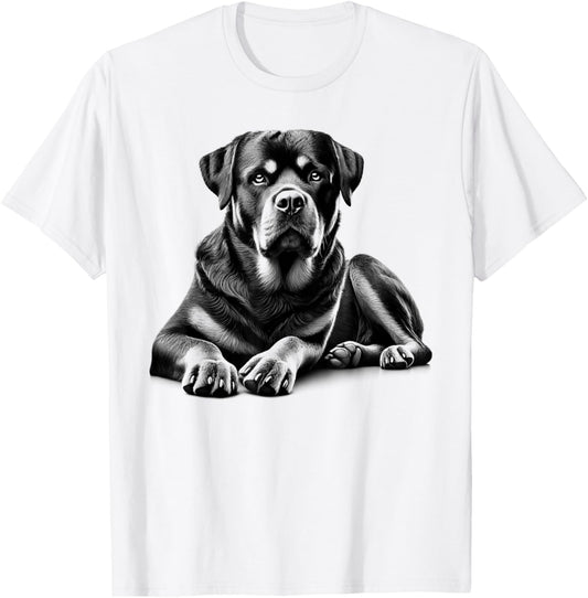 Rottweiler Dog in Lying Pose T-Shirt - T-Shirt | White
