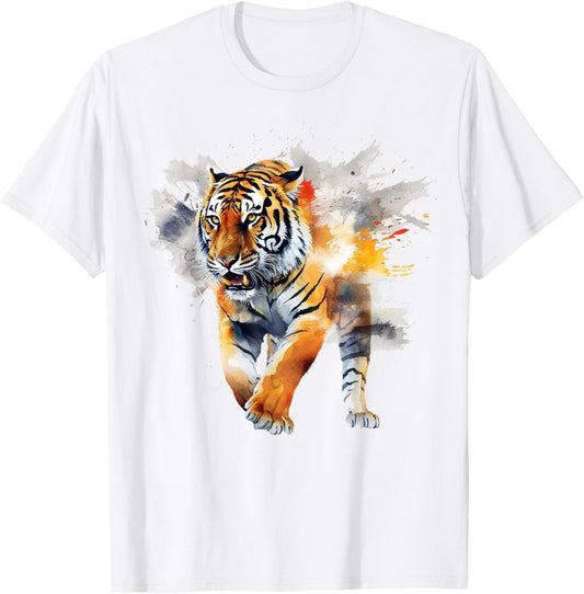 Tiger Artwork - Zoo Animal Tiger T-Shirt - T-Shirt | White