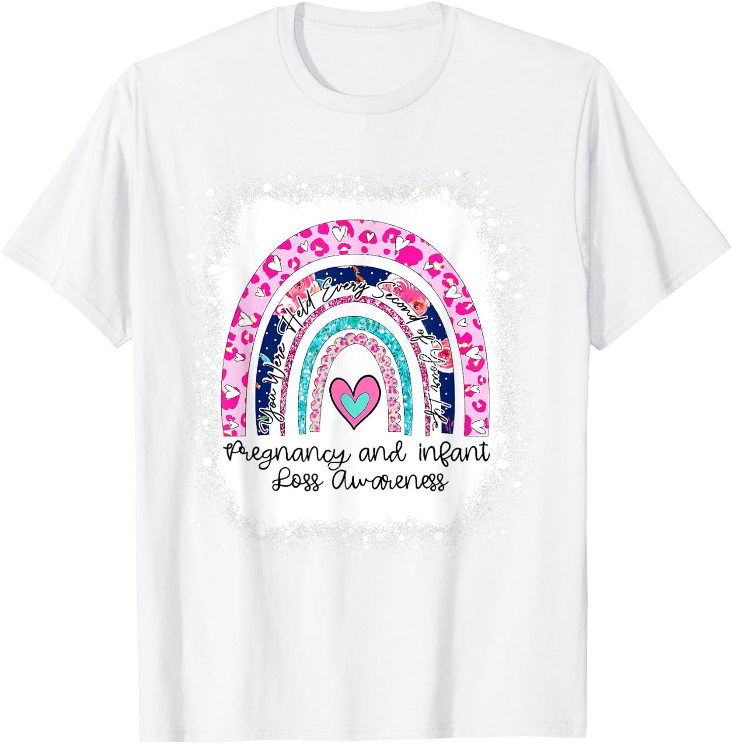 in October We Wear Pink Blue Pregnancy Infant Loss Ribbon T-Shirt - T-Shirt | White