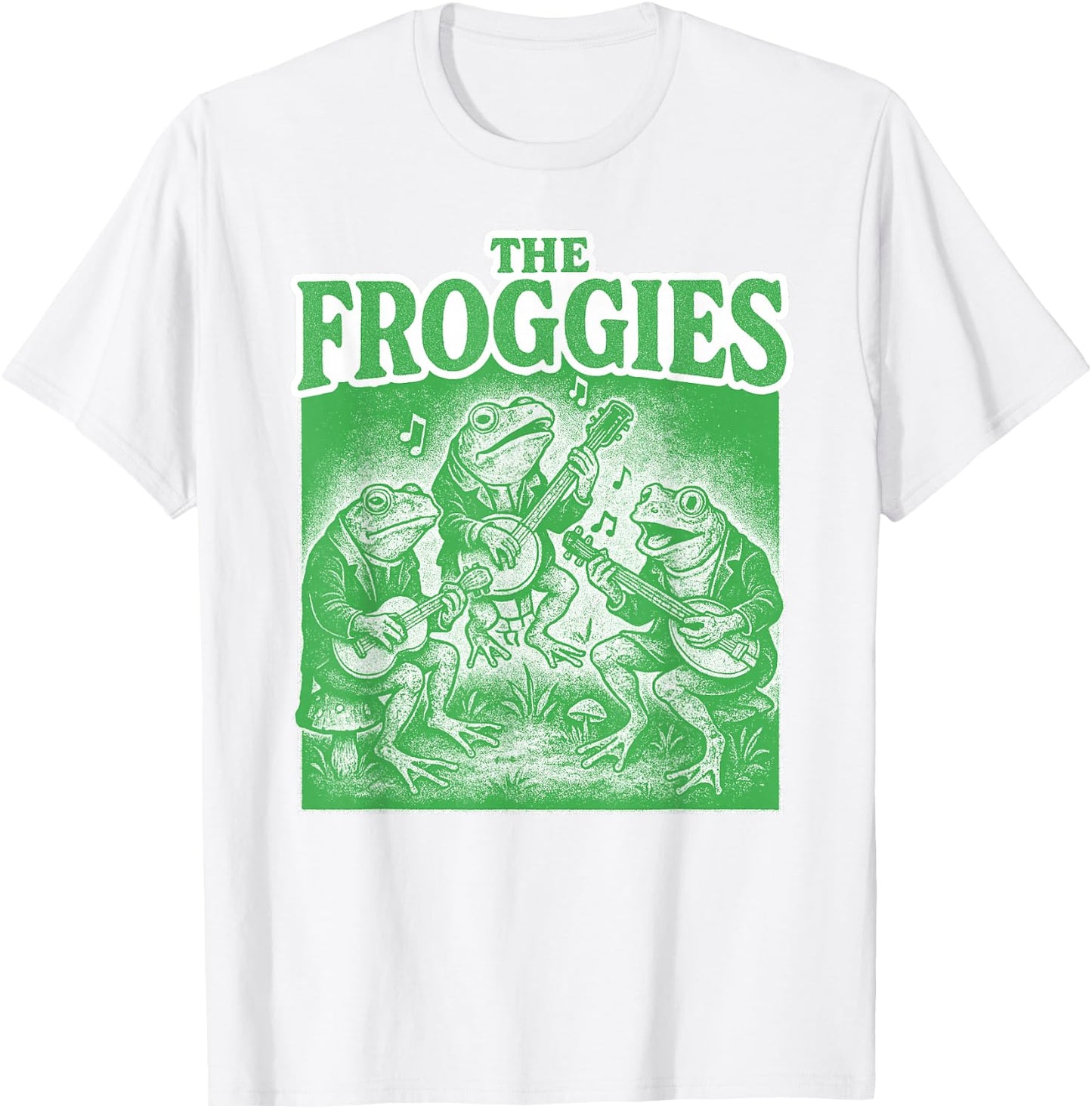 The Froggies Frog Band Art - Vintage Musical Frogs T-Shirt - T-Shirt | White