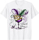 Mardi Gras Glass Of Wine Drinking Team Masked Wine Festival T-Shirt - T-Shirt | White