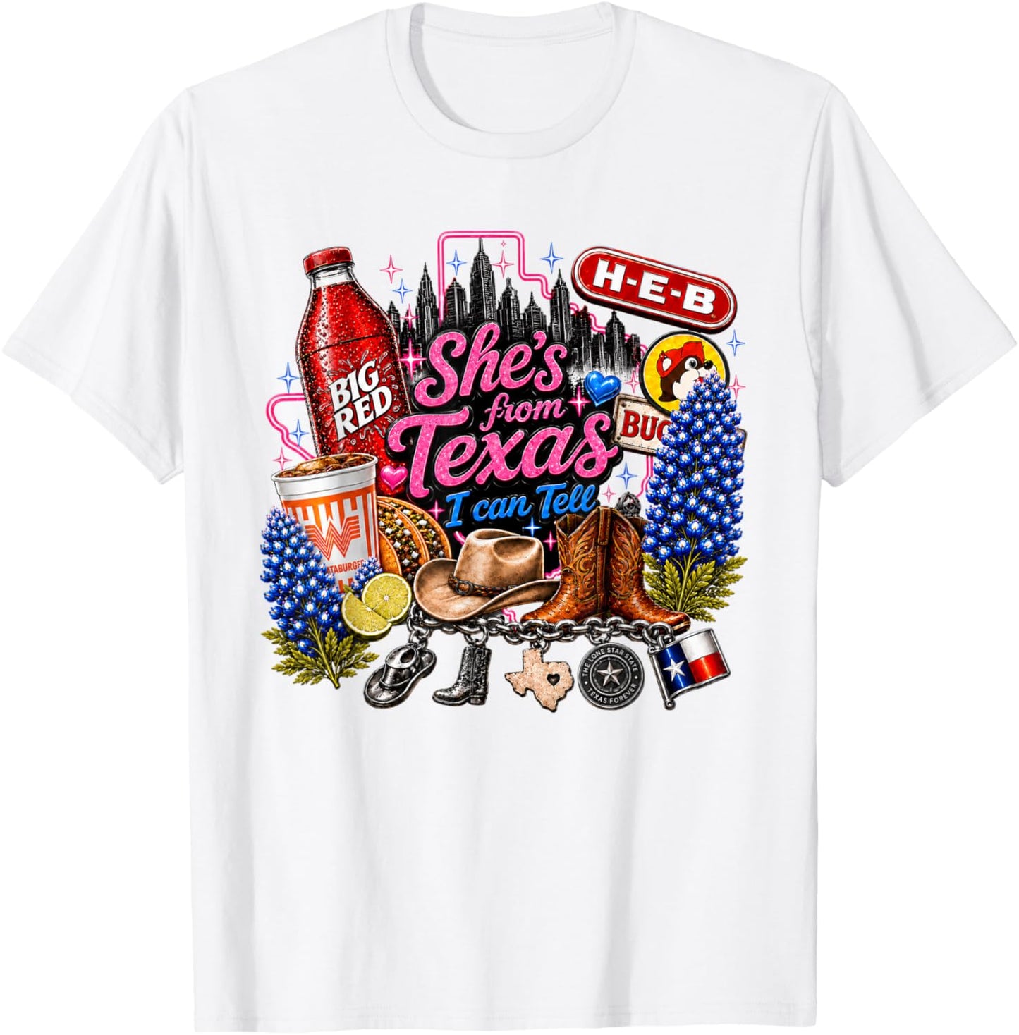 Shes from Texas I Can Tell State Pride T-Shirt - T-Shirt | White
