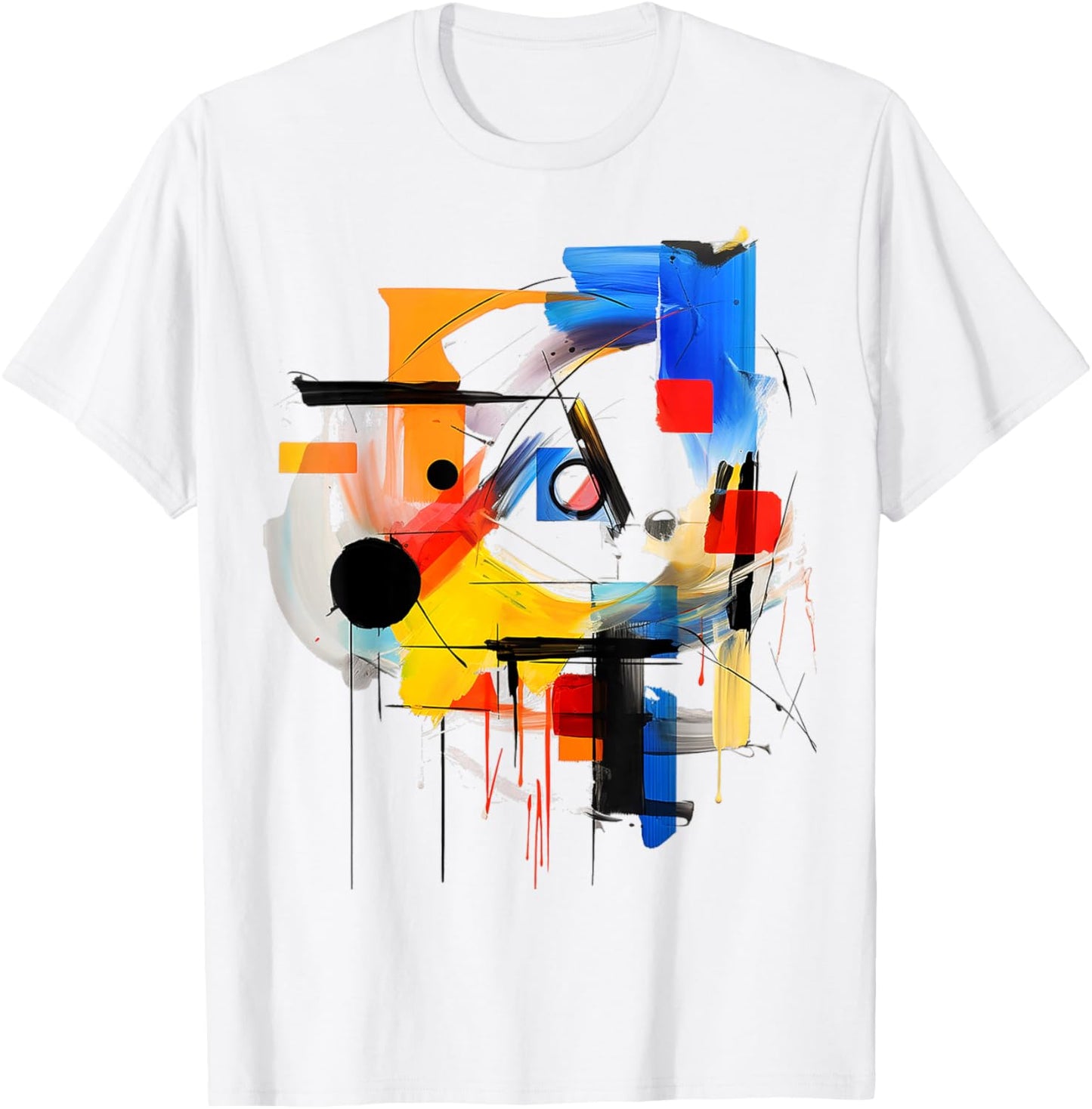 Art Colorful Abstract Geometric Painting Graphic Art T-Shirt - T-Shirt | White