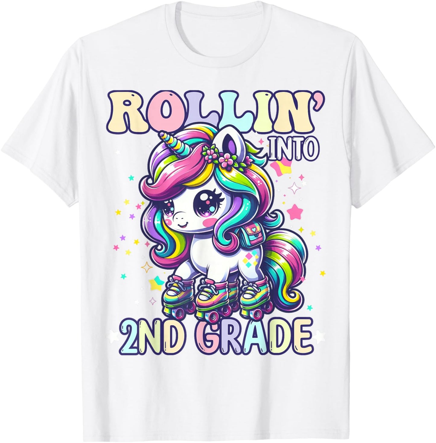 2nd Grade Back To School First Day Girl Rollin Unicorn T-Shirt - T-Shirt | White