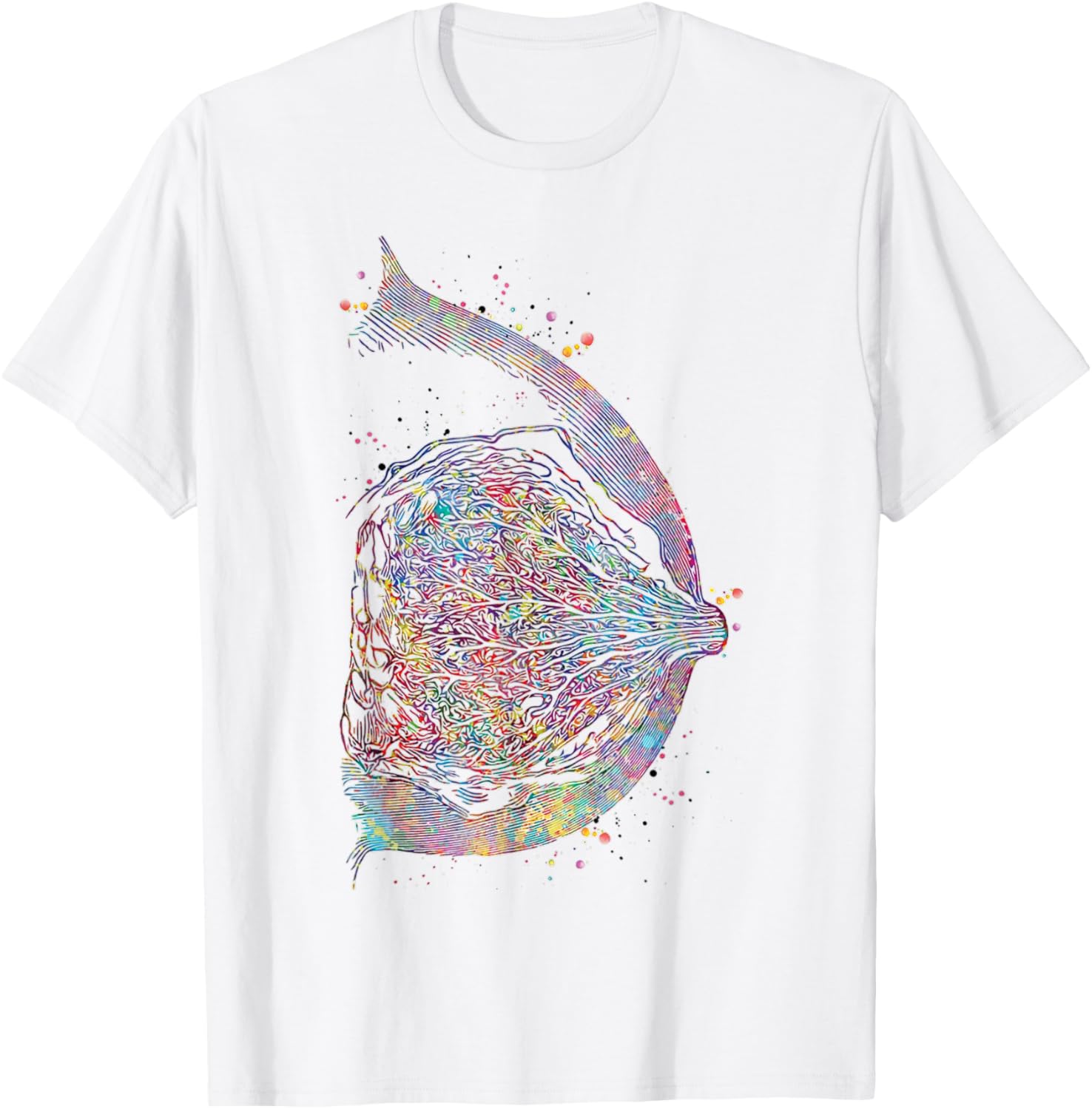 Breast Anatomy Watercolor Breast Cancer Medical T-Shirt - T-Shirt | White