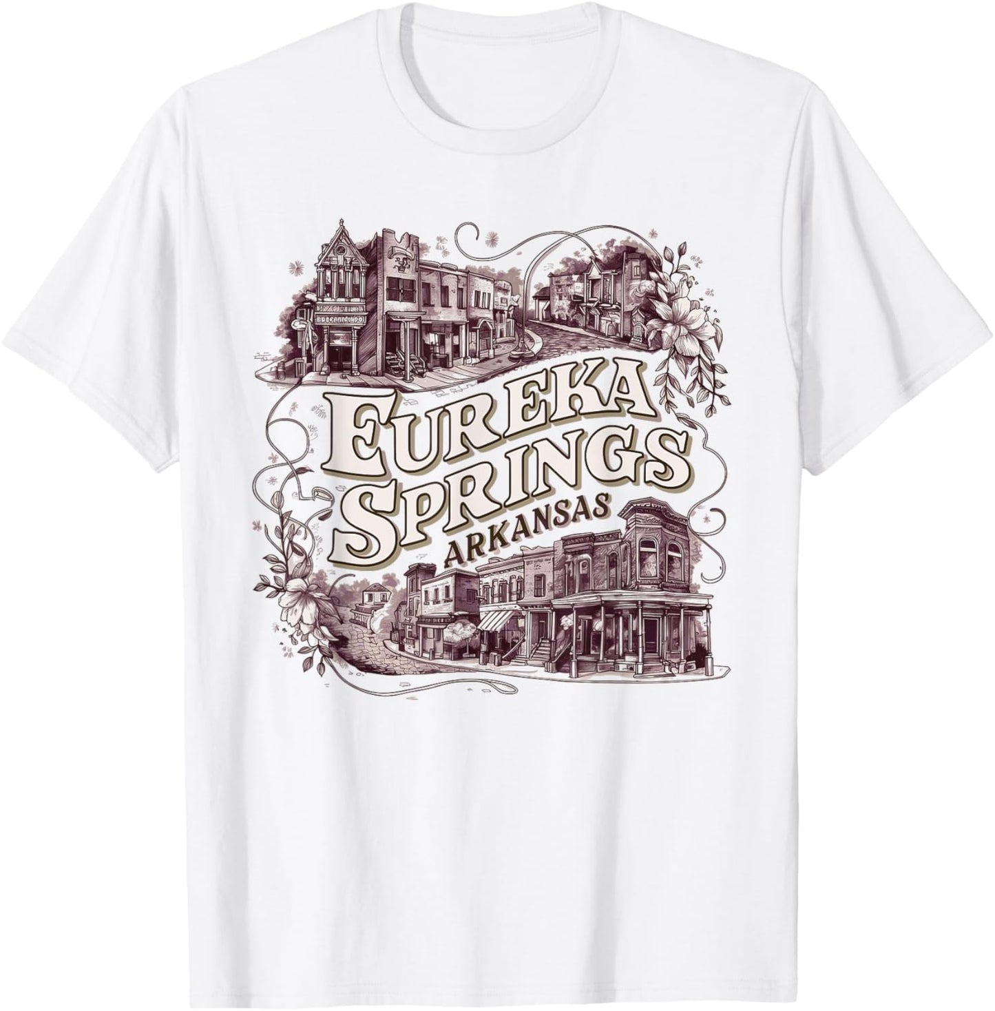 Eureka Springs Arkansas Vintage Travel Town T-Shirt - T-Shirt | White