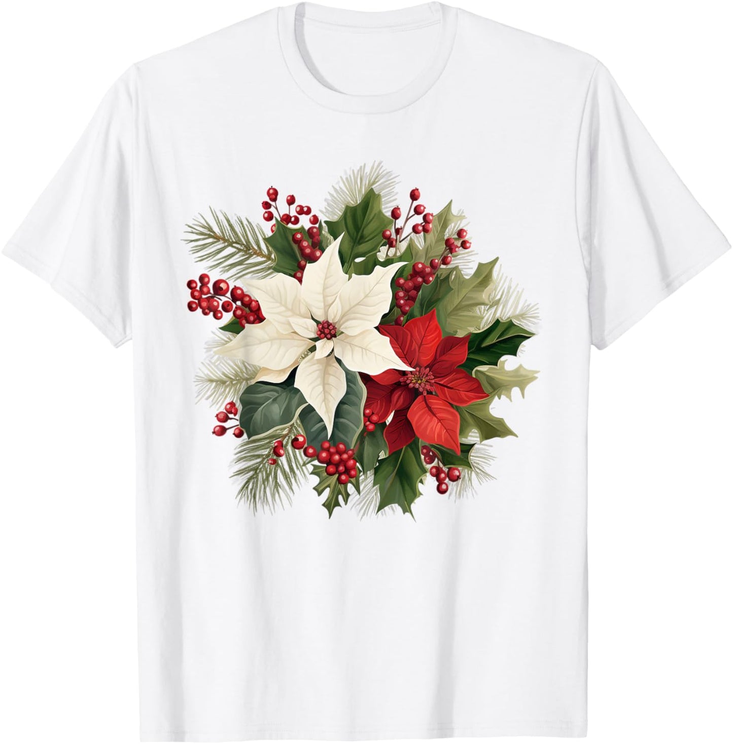 Poinsettia Christmas Flower T-Shirt - T-Shirt | White