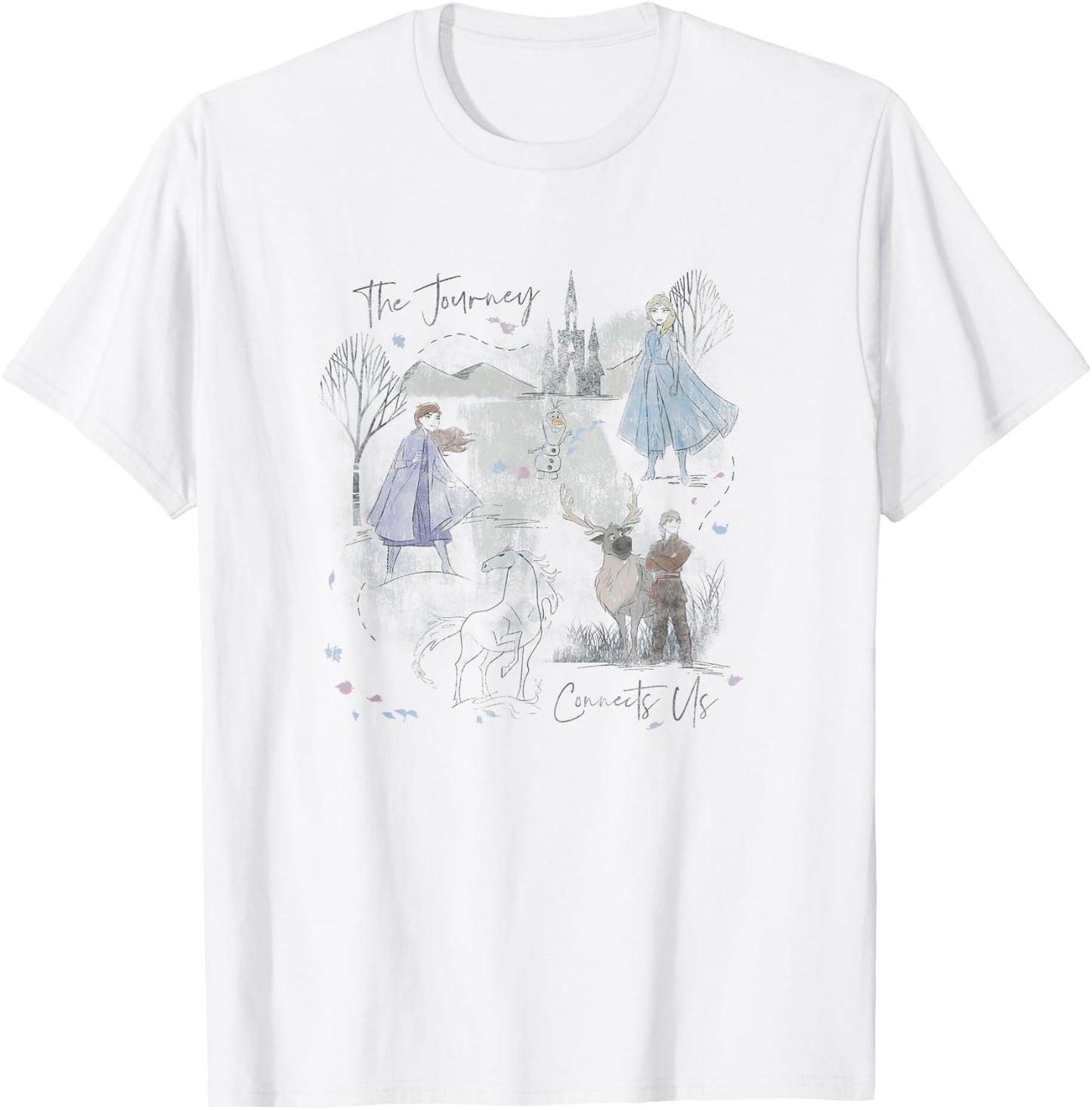 Disney Frozen 2 Sketched Watercolor Poster T-Shirt - T-Shirt | White