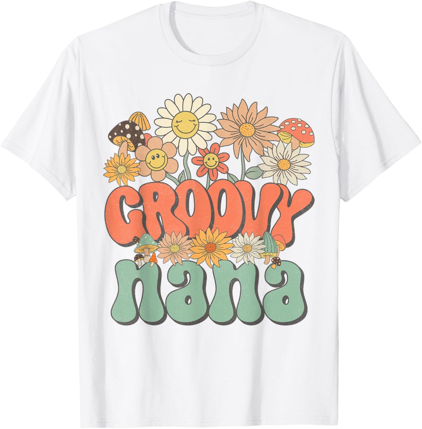 Groovy Nana Floral Hippie Retro Daisy Flower Mother's Day T-Shirt - T-Shirt | White
