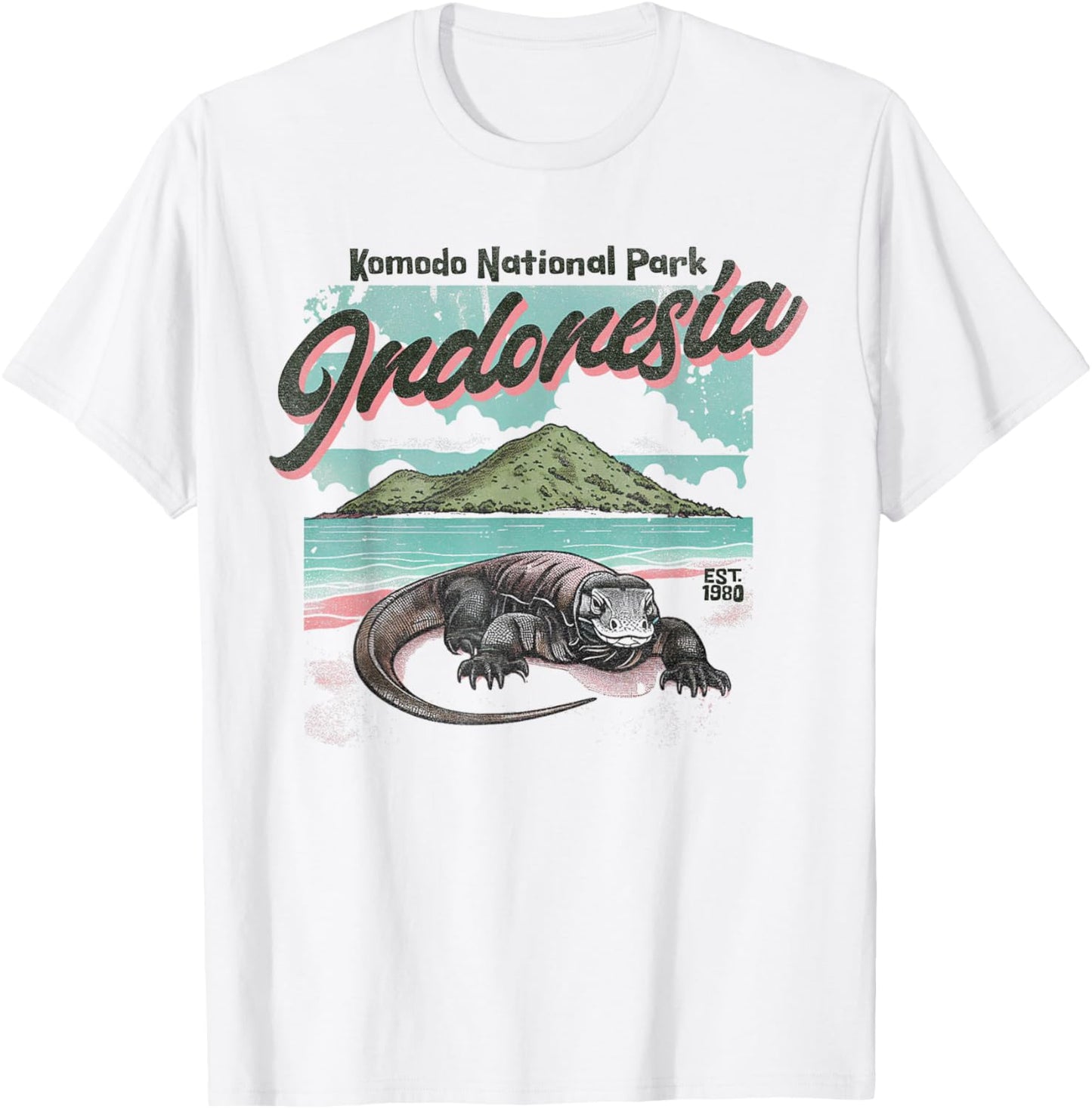 Komodo National Park Indonesia Est 1980 Komodo Dragon T-Shirt - T-Shirt | White