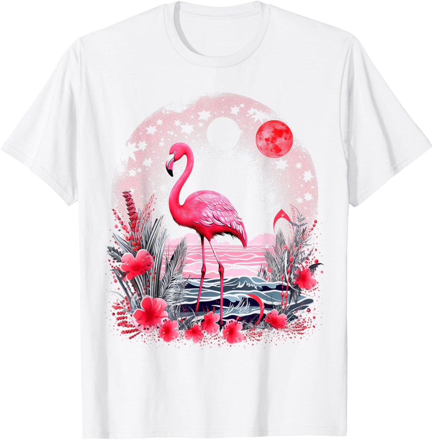 Flamingo Abstract Art Animal Nature Graphic Flamingo T-Shirt - T-Shirt | White