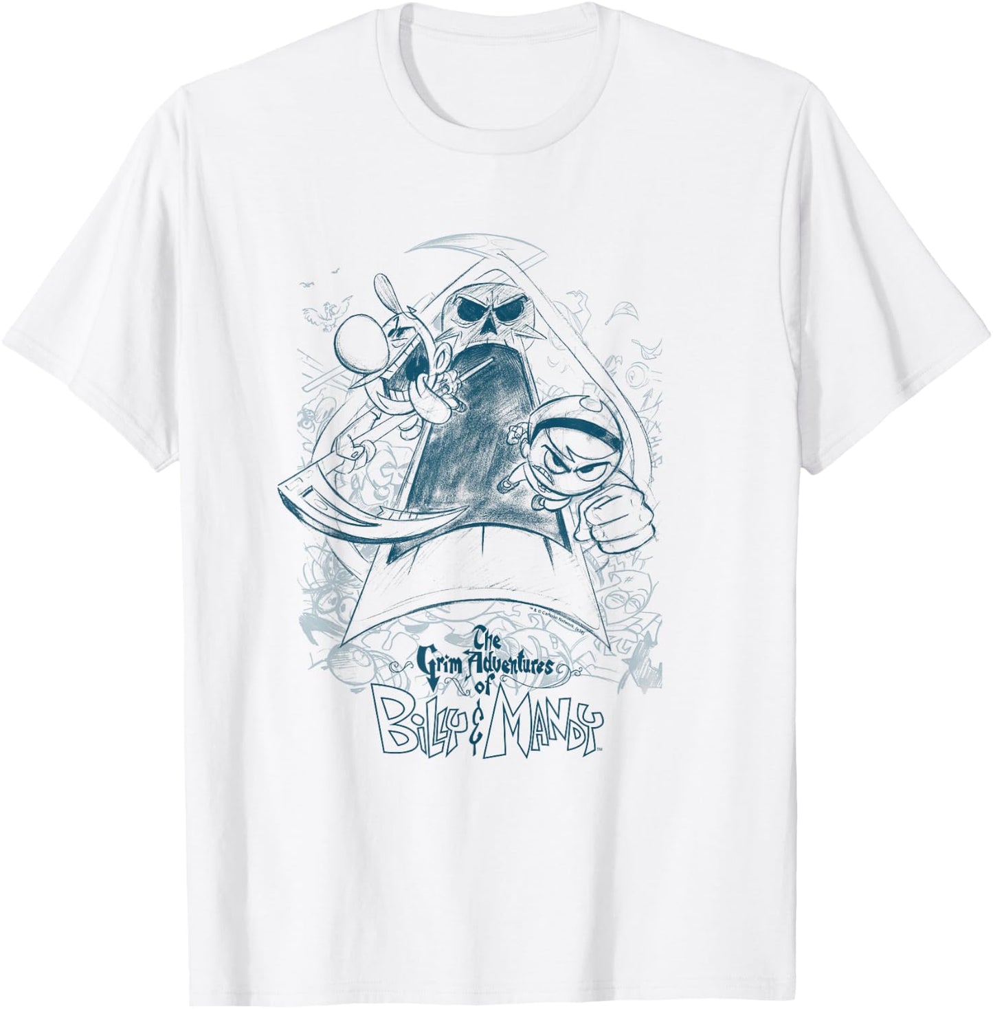 The Grim Adventures of Billy & Mandy Sketched T-Shirt - T-Shirt | White