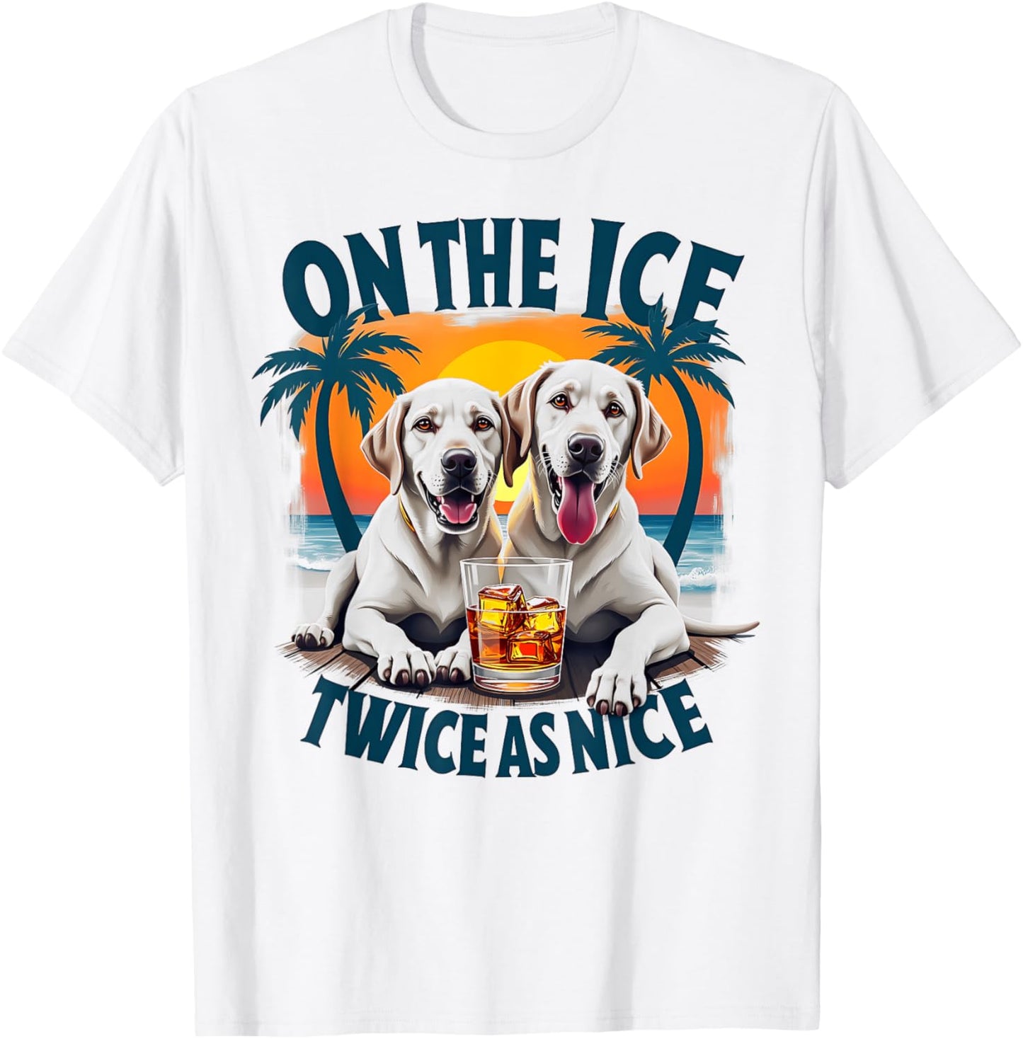 Labrador Retriever Dog Beach Vibes Tropical Sunset Design Women Kids T-Shirt - T-Shirt | White
