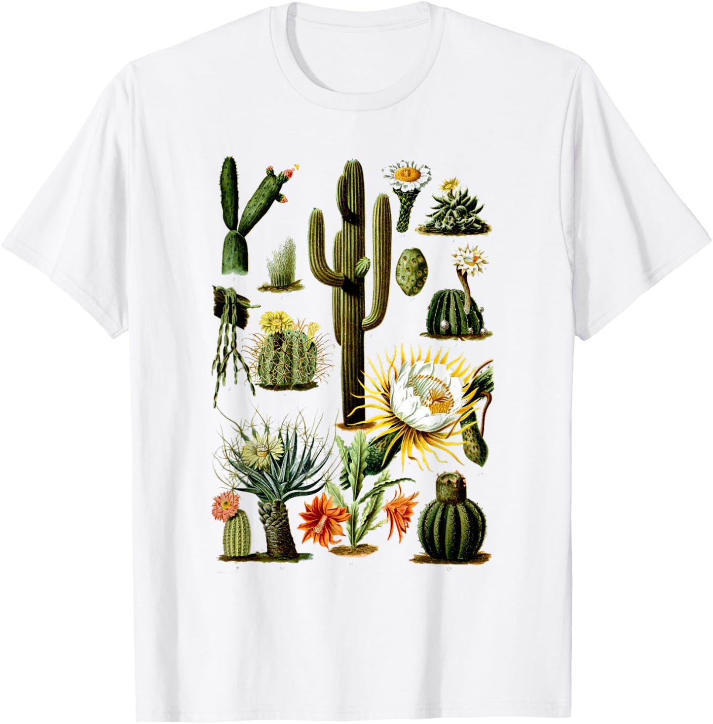 Vintage 70s Boho Botany Botanical Cactus Succulent Plant T-Shirt - T-Shirt | White