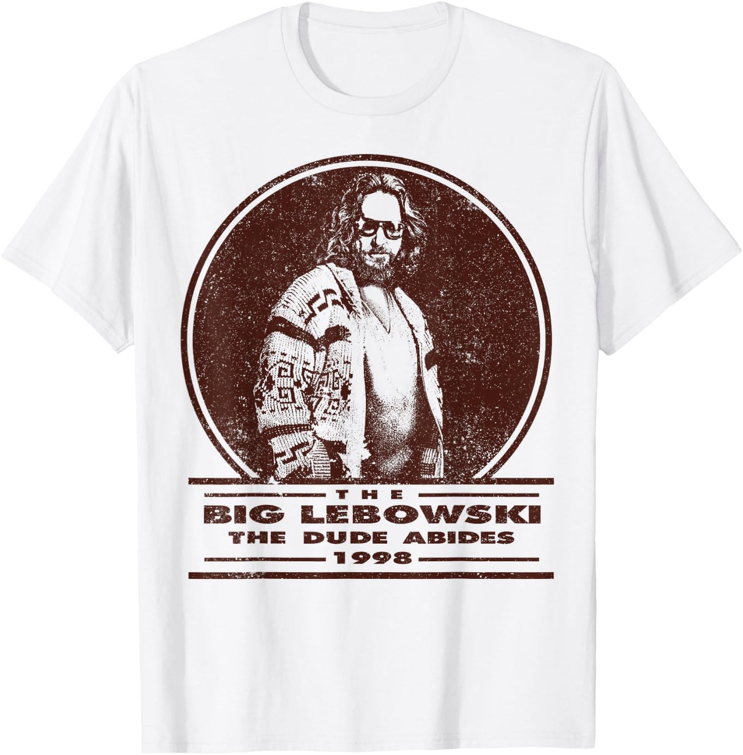 The Big Lebowski Distressed Dude Abides Stamp T-Shirt - T-Shirt | White