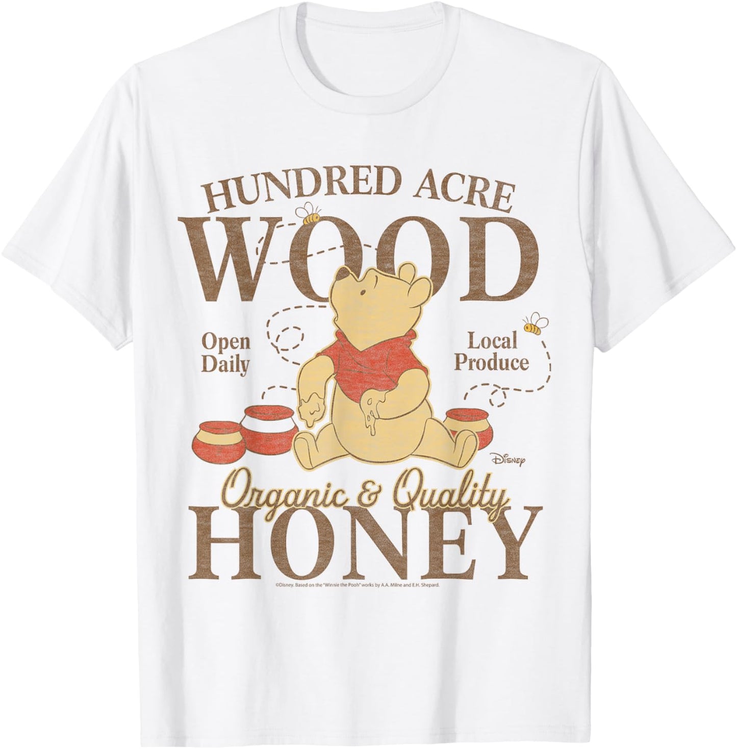 Winnie The Pooh - Hundred Acre Wood Pooh Organic Honey T-Shirt - T-Shirt | White