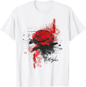 Rose Painting Text Art Flower Abstract Graphic Rose T-Shirt - T-Shirt | White